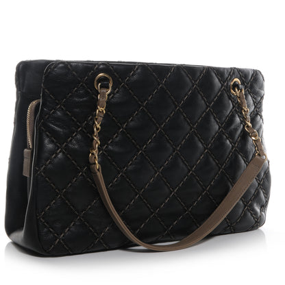 Chanel Calfskin Double Contrast Stitch Large Tote Black 3 of 7