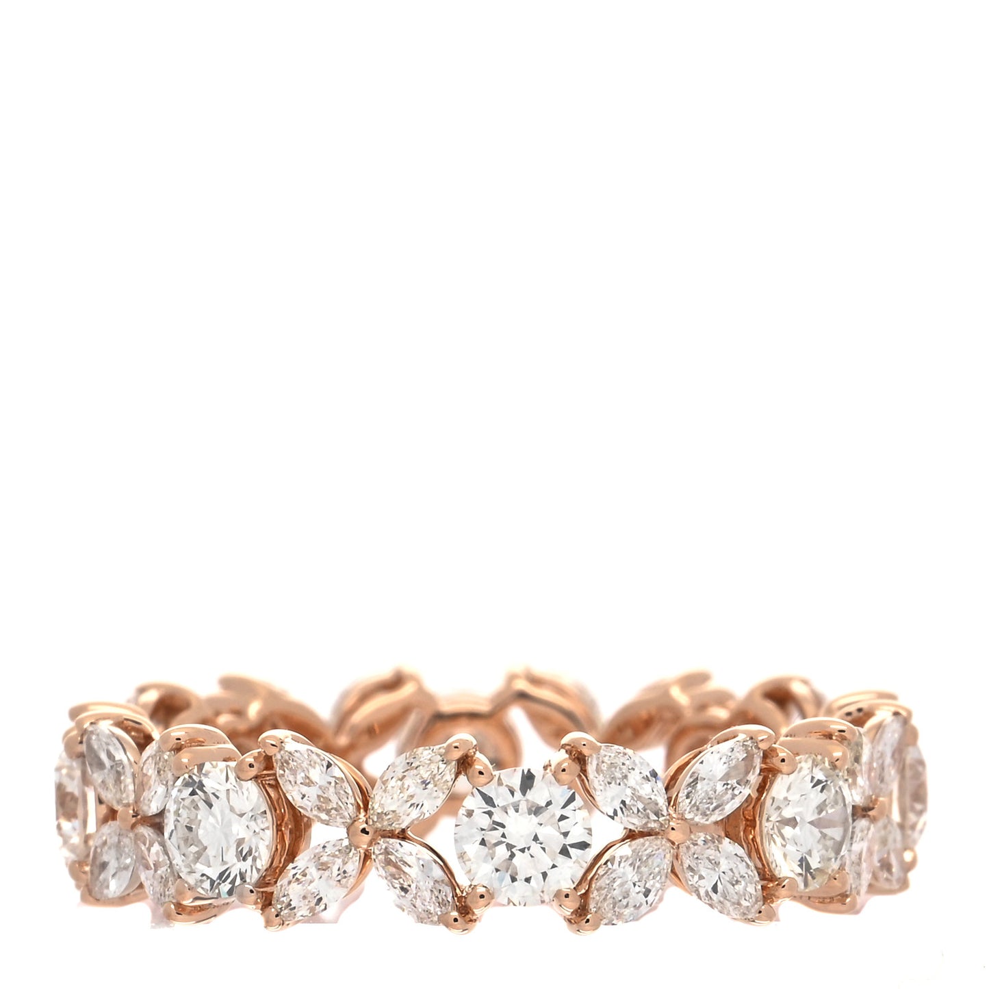 18K Rose Gold Diamond Victoria Alternating Band Ring 52 6