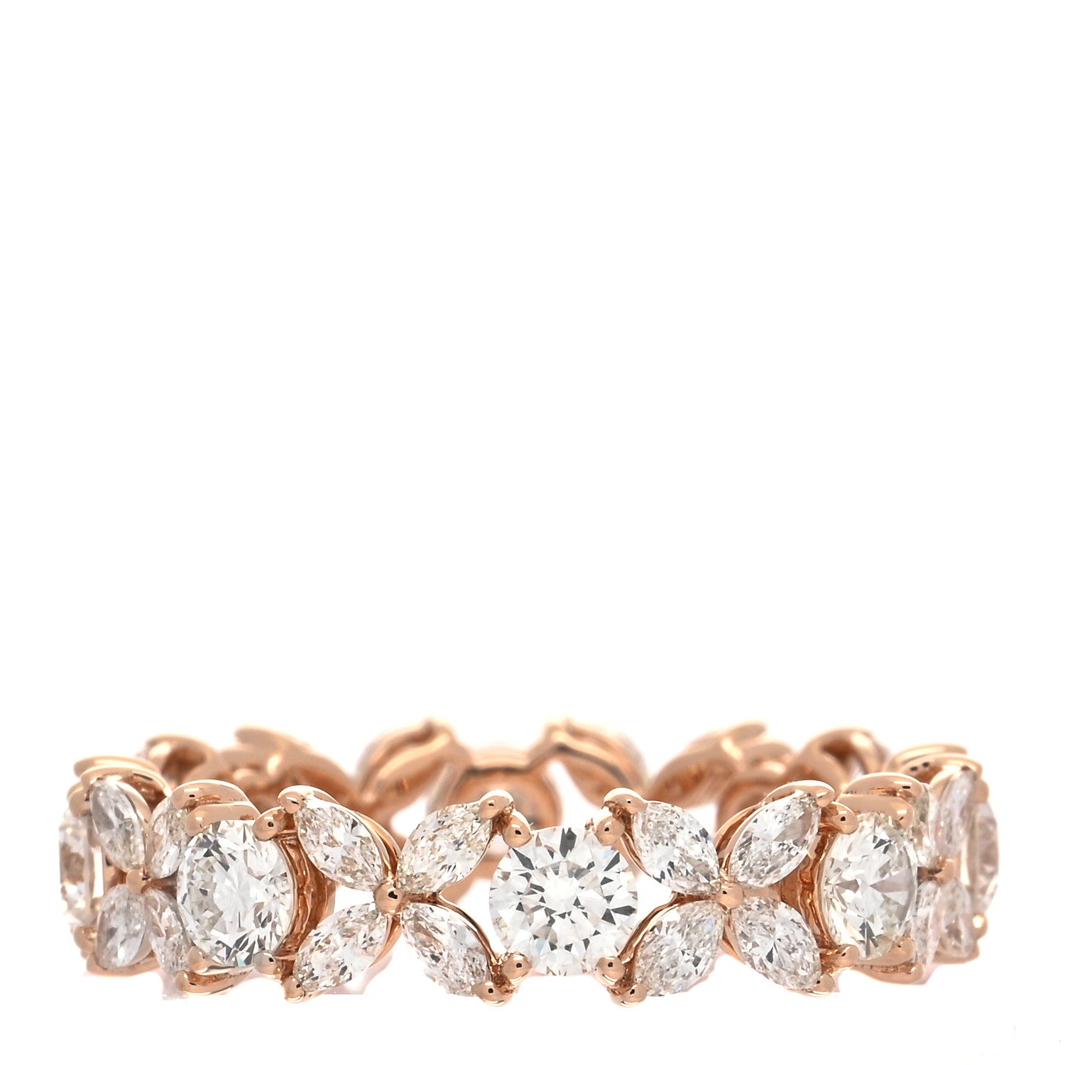 Tiffany 18K Rose Gold Diamond Victoria Alternating Band Ring 52 6 1 of 4