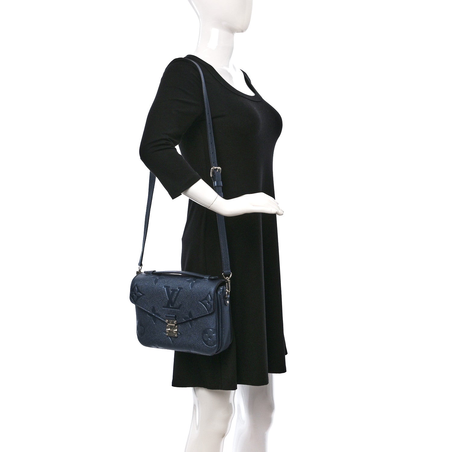 Louis Vuitton Metallic Empreinte Monogram Giant Pochette Metis Navy Nacre 2 of 8