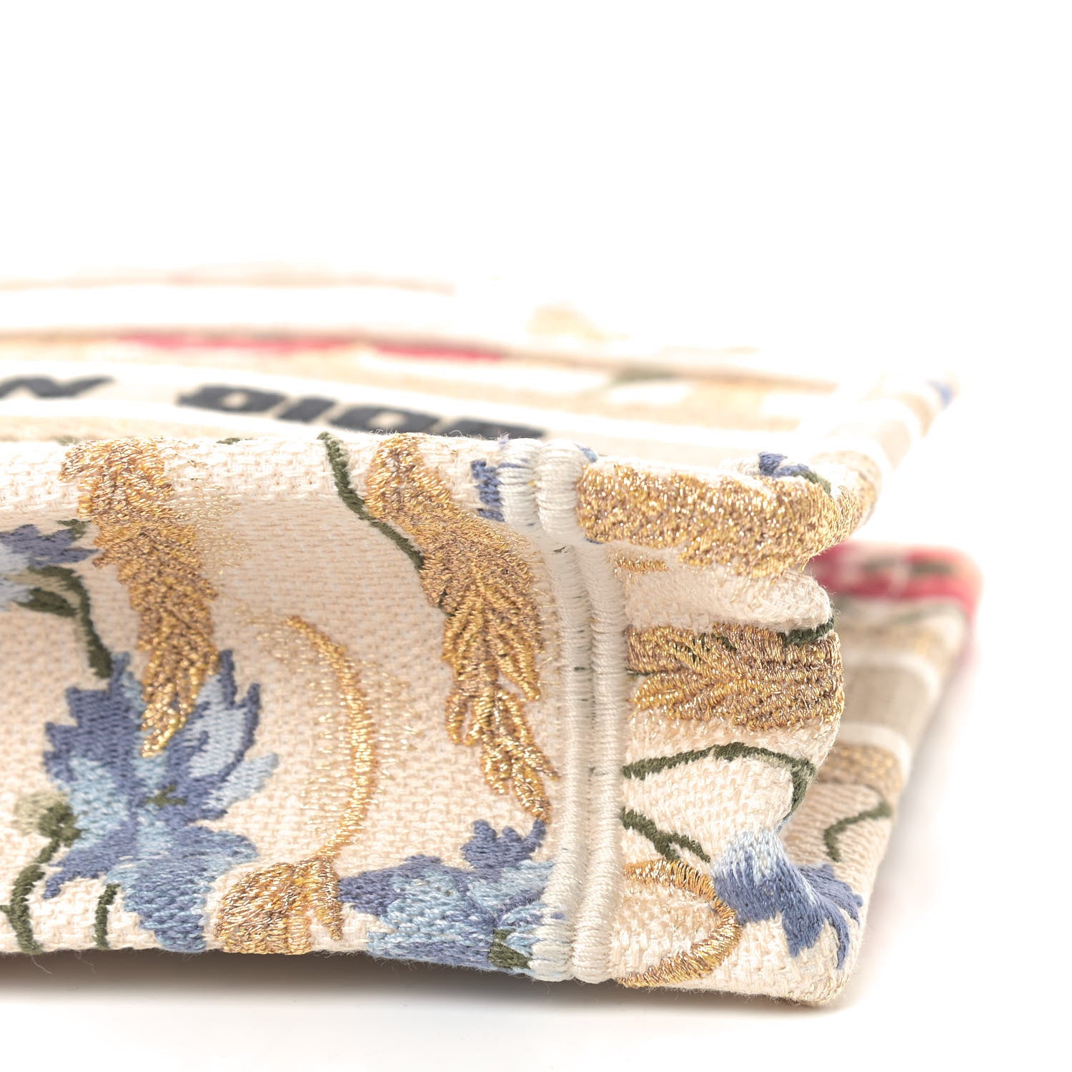 Christian Dior Canvas Embroidered Hibiscus Printed Mini Book Tote Beige Multicolor 7 of 9