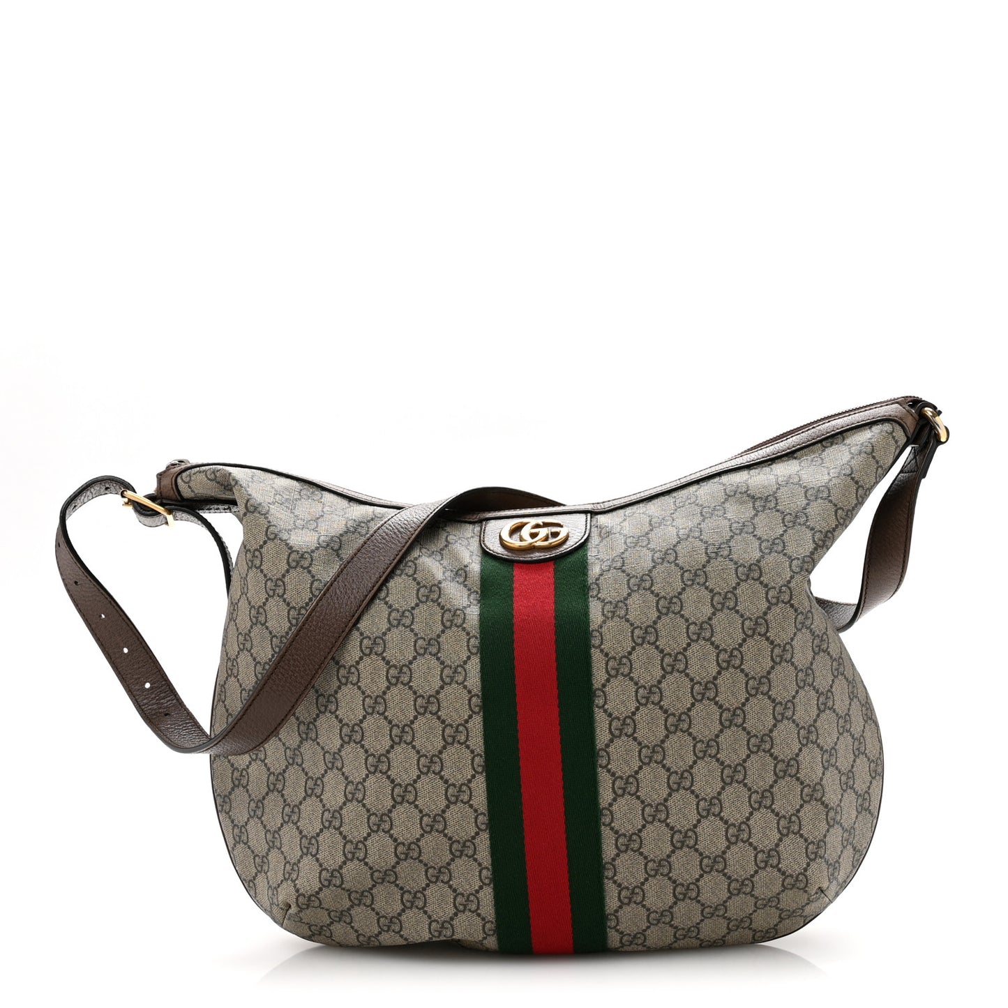 GG Supreme Monogram Web Ophidia Half Moon Hobo Brown