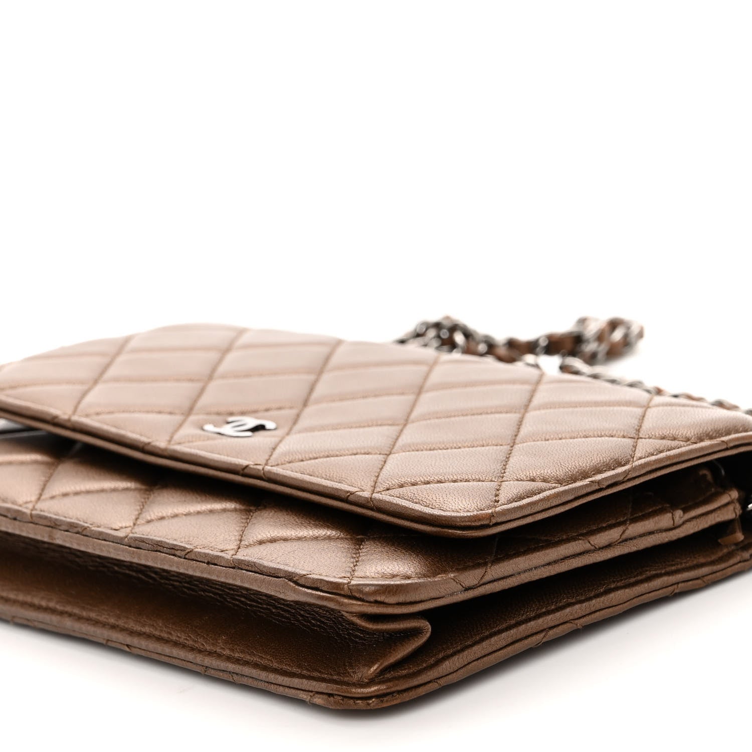 Chanel Metallic Lambskin Quilted Wallet On Chain WOC Bronze 11 of 11
