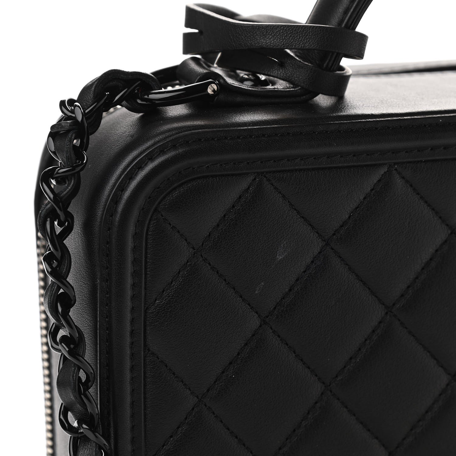 Chanel Lambskin Quilted Medium CC Filigree Vanity Case Black 10 of 10