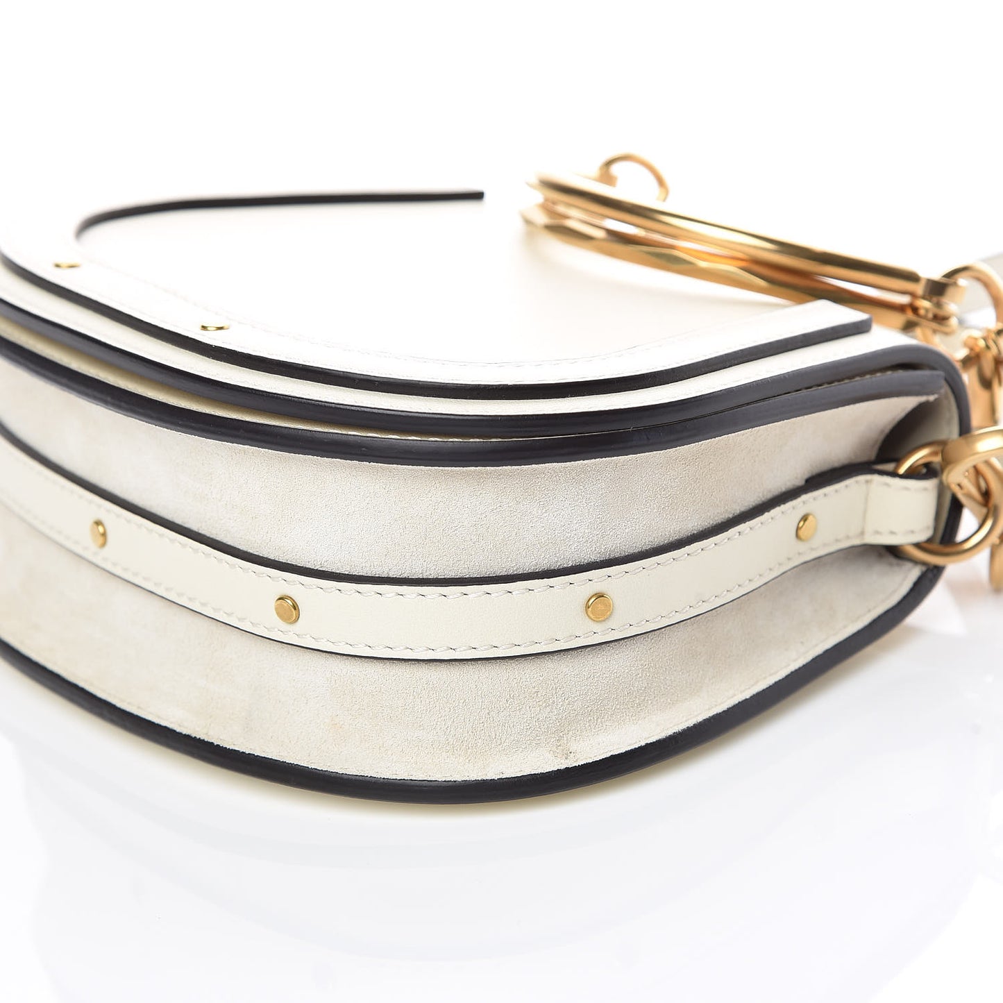 Calfskin Suede Small Nile Bracelet Bag Off White
