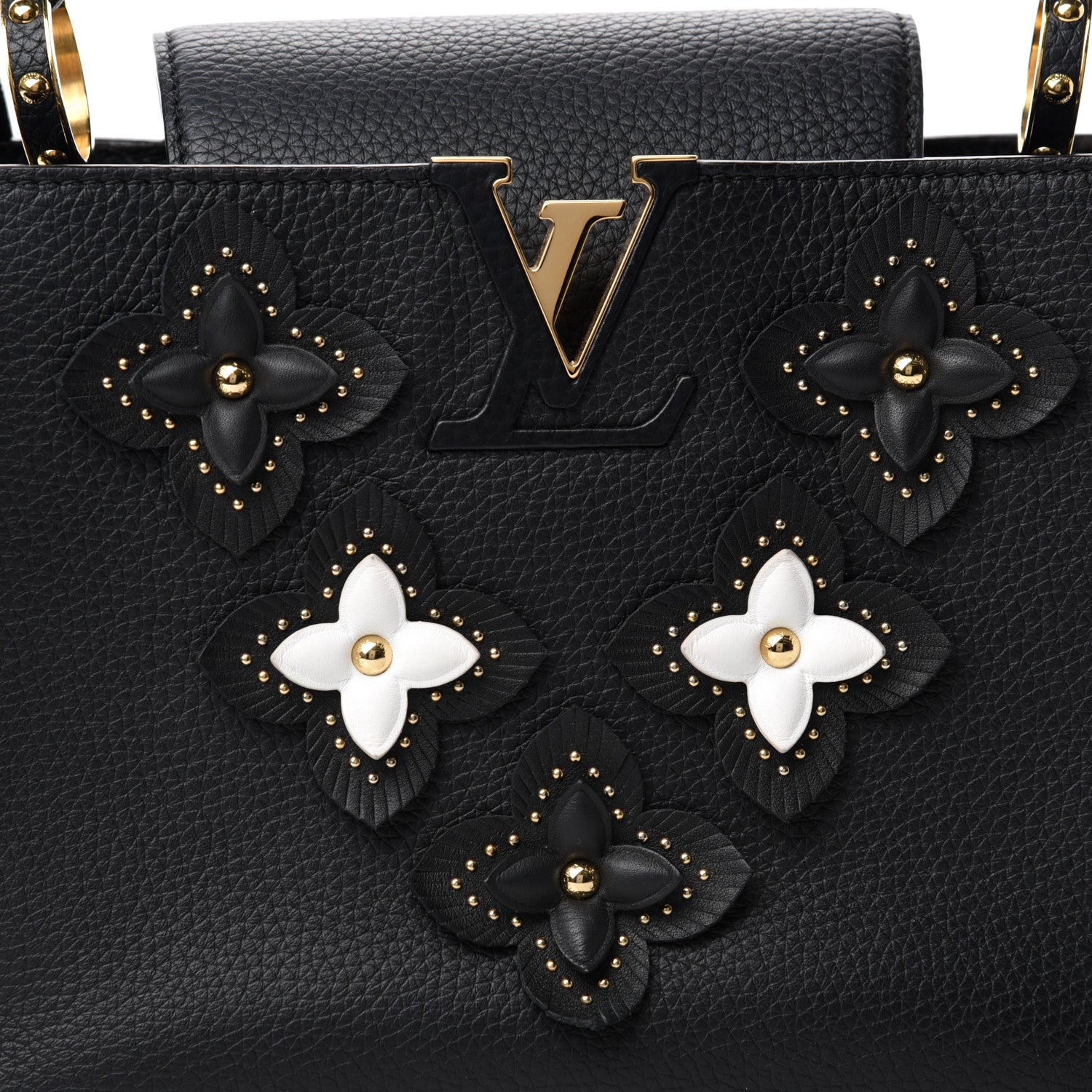 Louis Vuitton Taurillon Metallic Flowers Capucines PM Black 9 of 9