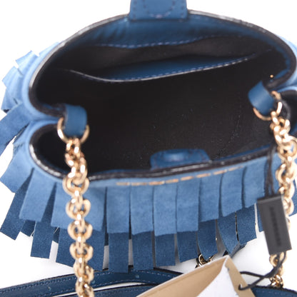 Burberry Suede Fringe Mini Bucket Bag Marine 5 of 8
