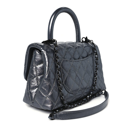 Chanel Metallic Aged Calfskin Quilted Mini Coco Handle Flap Charcoal 3 of 12