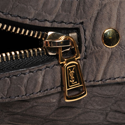 Saint Laurent Nubuck Crocodile Embossed Oversized Muse Grey 8 of 9
