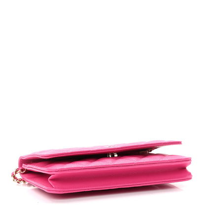 Chanel Caviar Quilted Wallet on Chain WOC Dark Pink 3 of 11