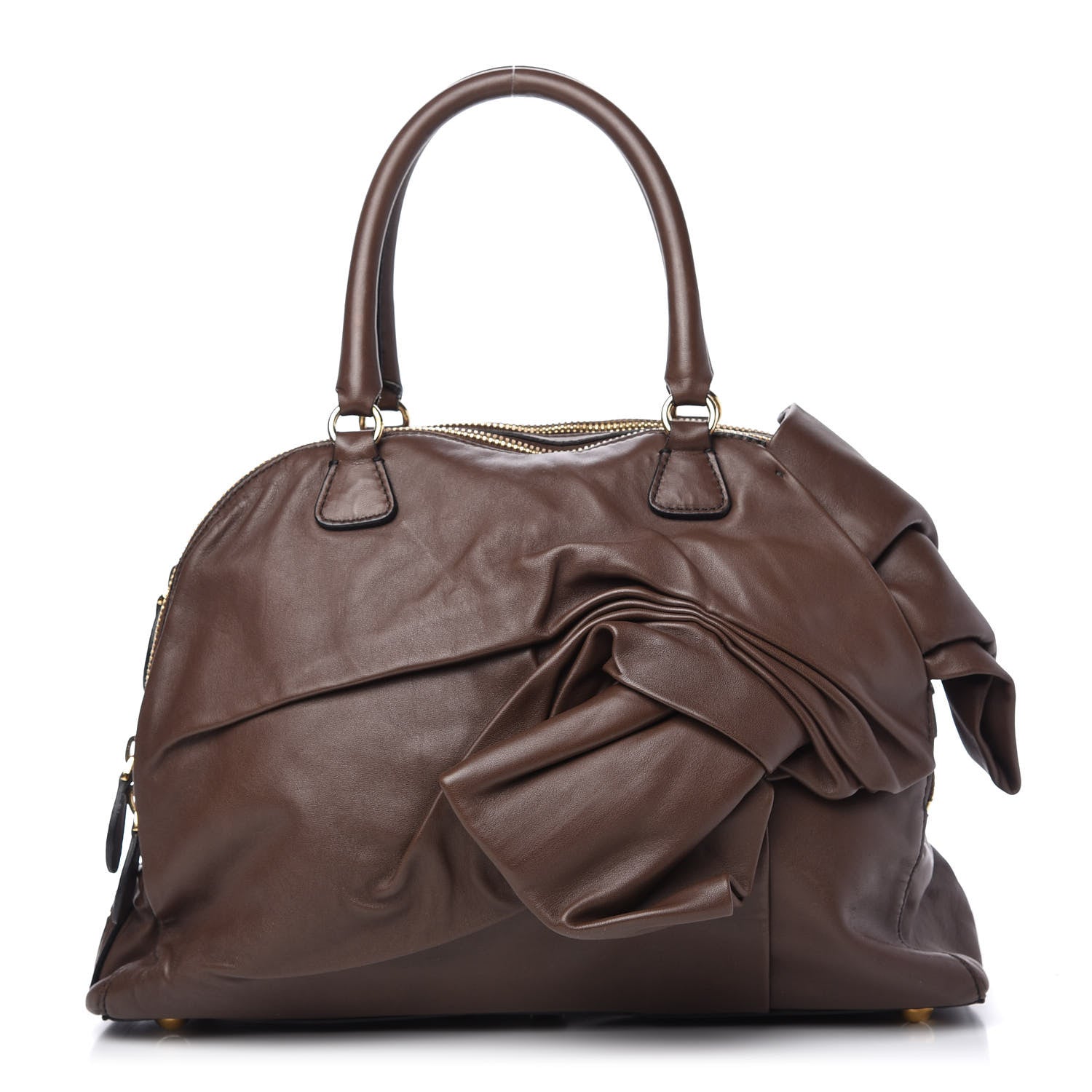 Valentino Garavani Nappa Bow Dome Tote Brown 1 of 8