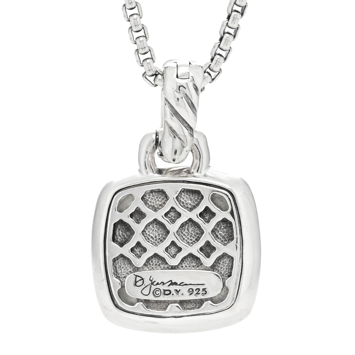 Sterling Silver Diamond Prasiolite 11mm Albion Pendant Necklace