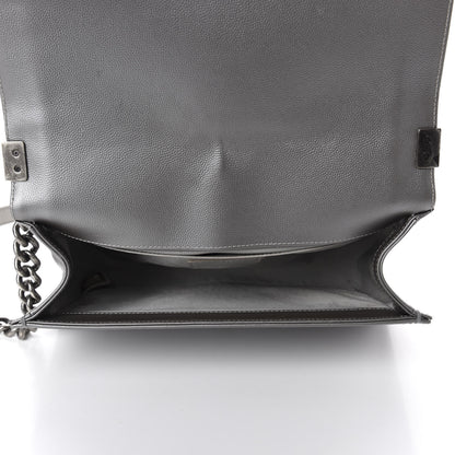 Chanel Metallic Caviar Quilted Medium Boy Flap Silver 5 of 14