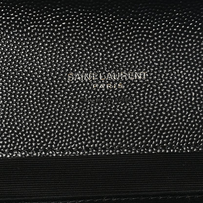 Saint Laurent Grain De Poudre Matelasse Chevron Monogram Envelope Clutch Black 6 of 8