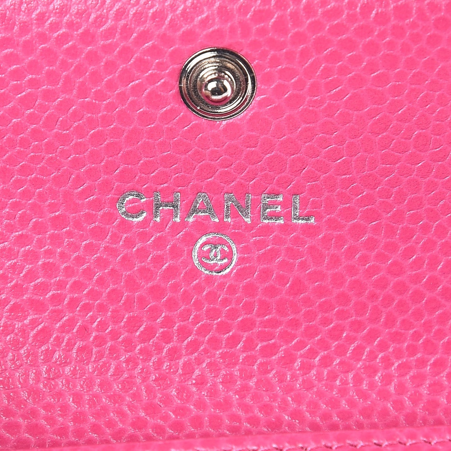 Caviar Quilted Flap Card Holder Pink