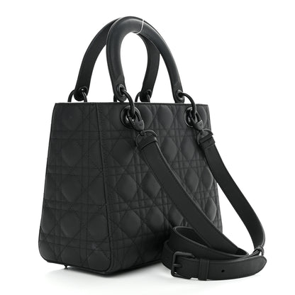 Christian Dior Ultra Matte Calfskin Cannage Medium Lady Dior Black 3 of 10