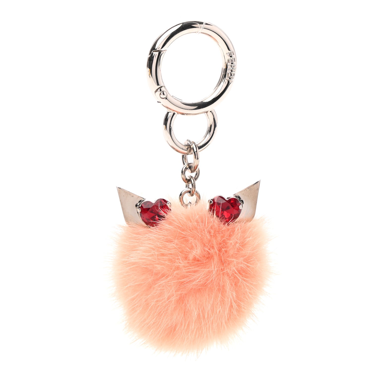Fendi Mink Fur Monster Eyes Mini Pom Pom Bag Charm Pink 1 of 4