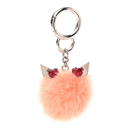 Fendi Mink Fur Monster Eyes Mini Pom Pom Bag Charm Pink 1 of 4