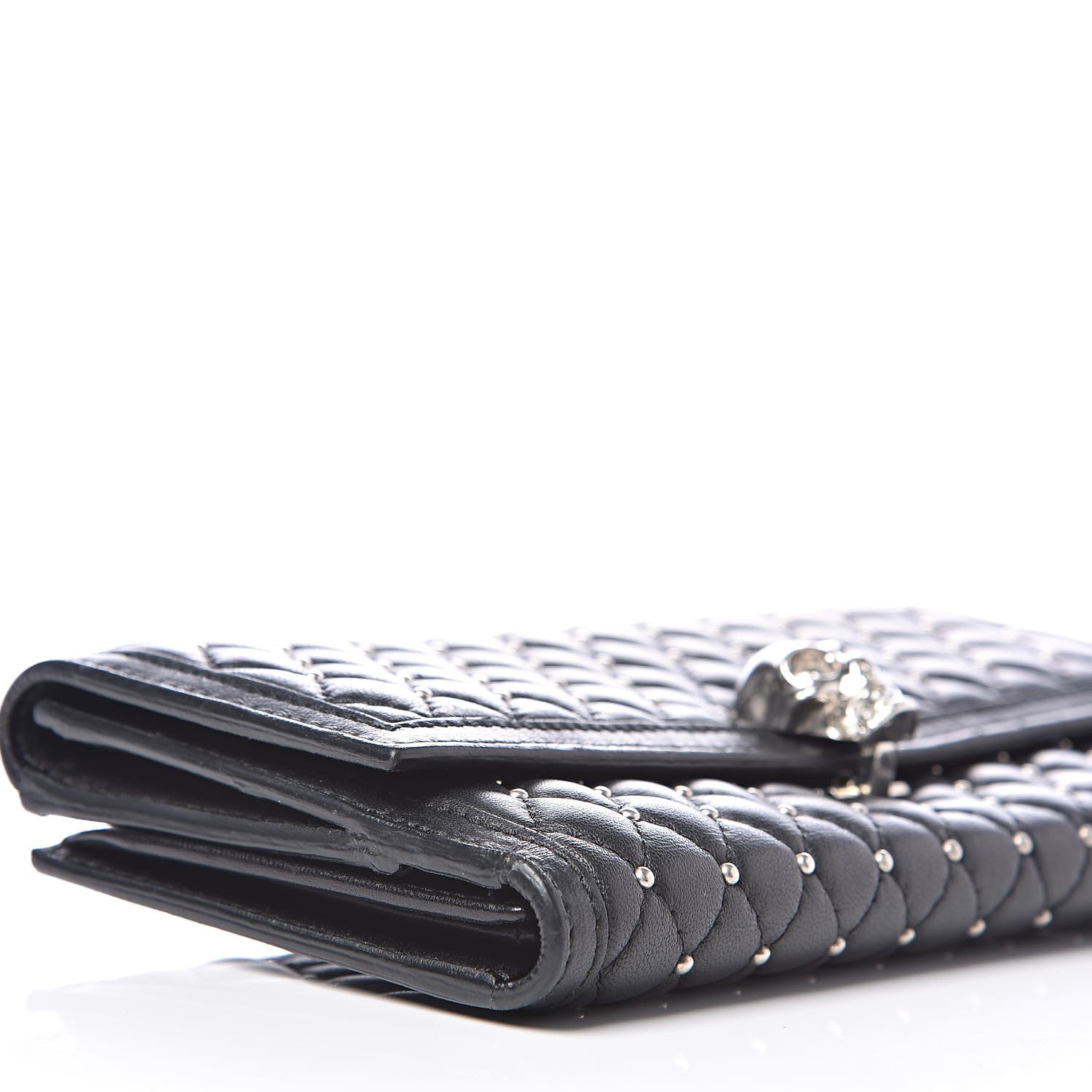 Alexander McQueen Calfskin Quilted Studded Skull Continental Wallet Black 5 of 11