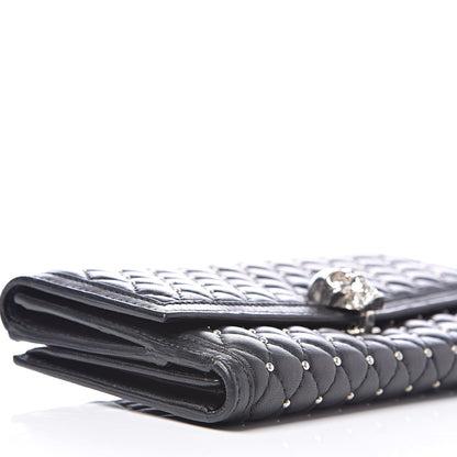 Alexander McQueen Calfskin Quilted Studded Skull Continental Wallet Black 5 of 11