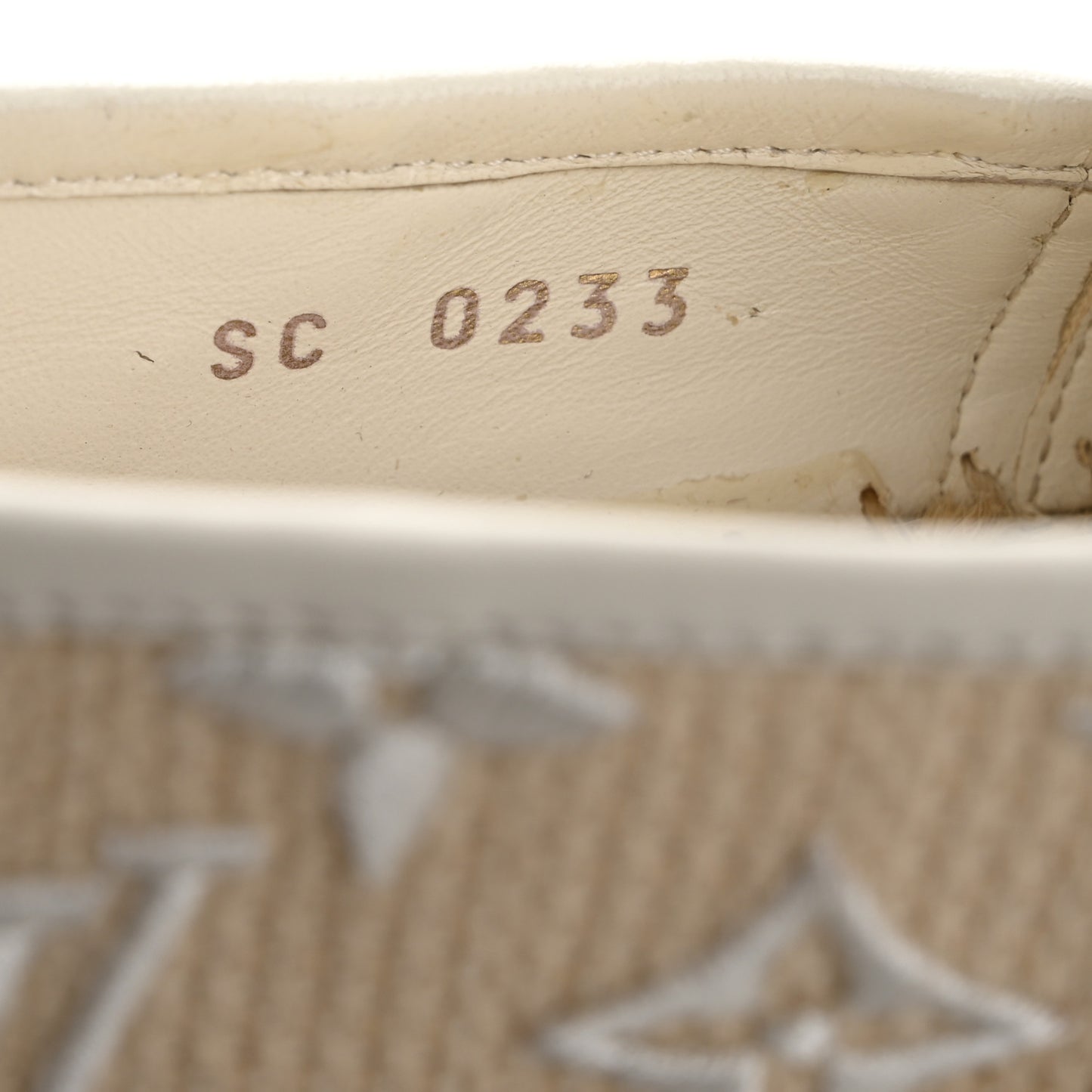 Canvas Monogram Starboard Espadrille Flats 37 Beige White