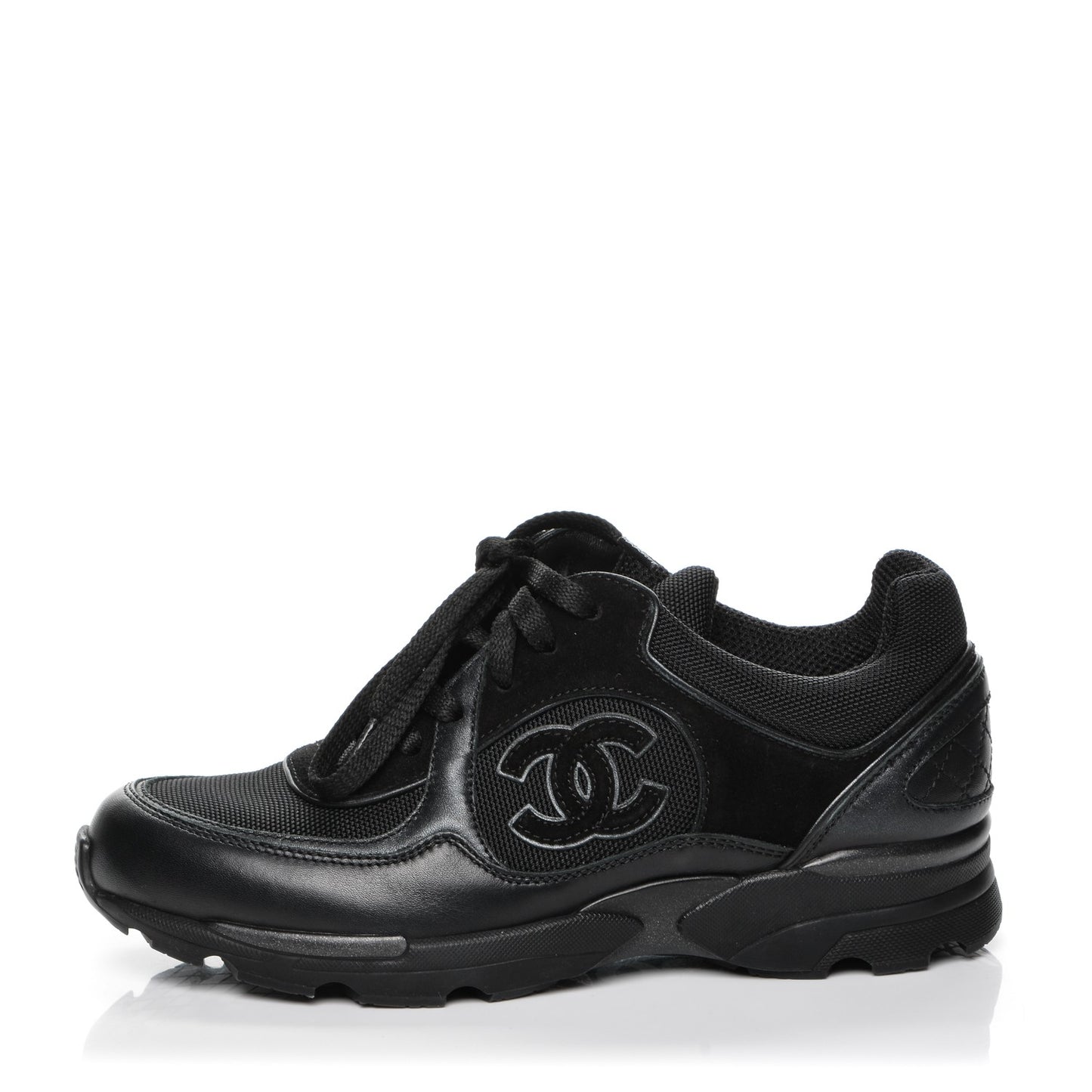 Toile Suede Calfskin CC Sneakers 36.5 Black