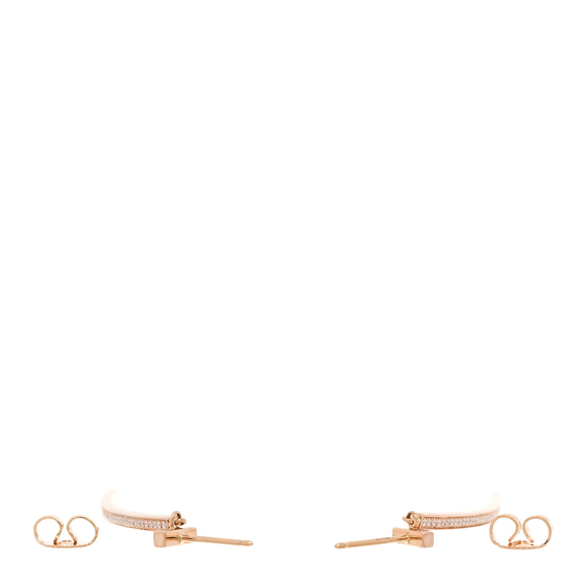 Tiffany 18K Rose Gold Diamond T Bar Earrings 3 of 6