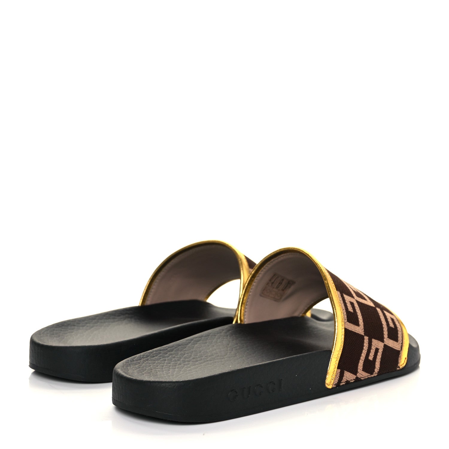 Gucci Jersey Nappa Square G Mens Pursuit Slide Sandals 7 Chocolate Desert Sand Gold 4 of 8