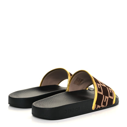 Gucci Jersey Nappa Square G Mens Pursuit Slide Sandals 7 Chocolate Desert Sand Gold 4 of 8