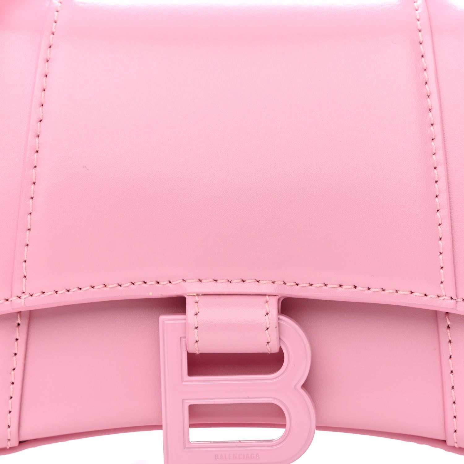 Balenciaga Shiny Box Calfskin Tonal B Hourglass Top Handle Bag XS Candy Pink 9 of 15
