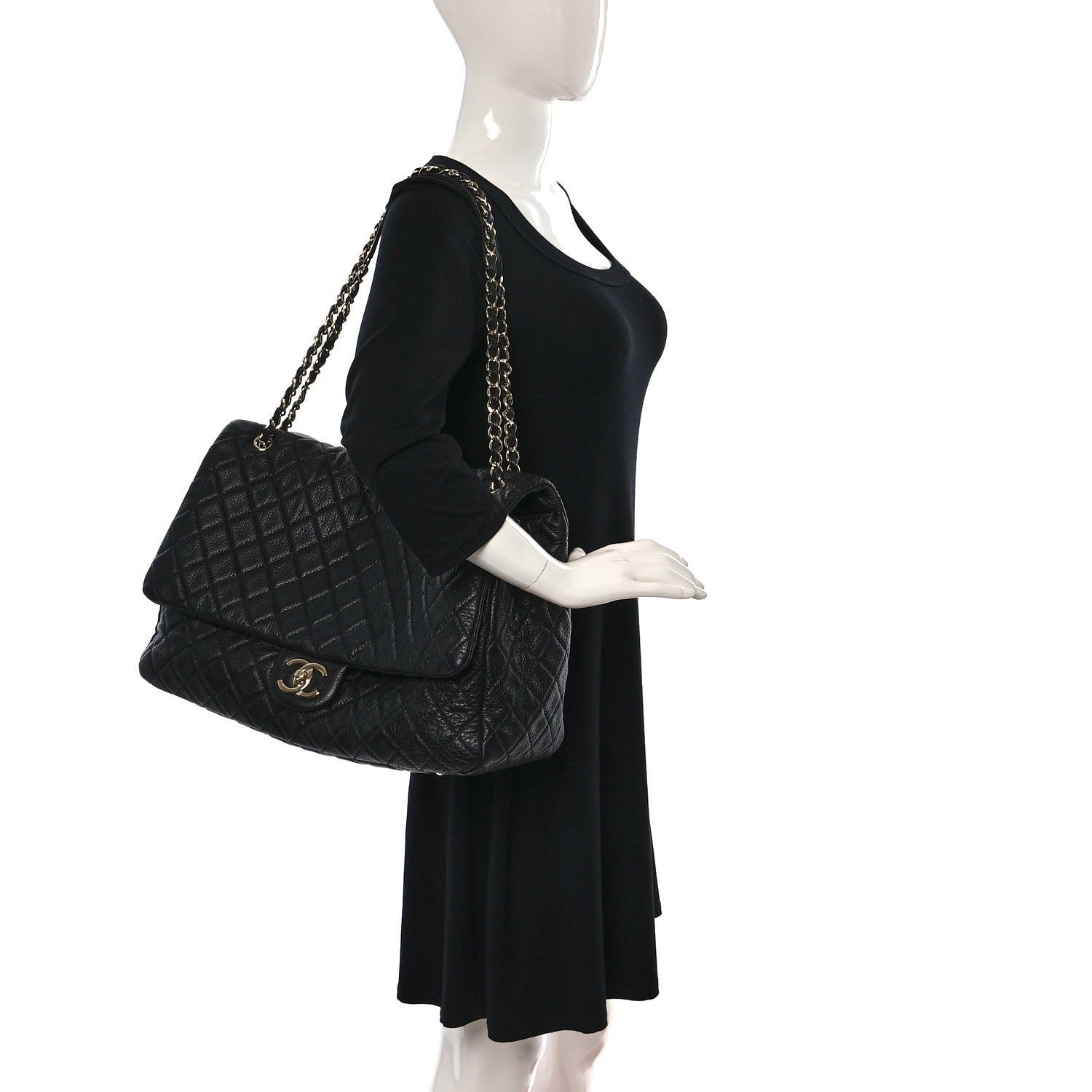 Chanel Calfskin Quilted XXL Travel Flap Bag Black 2 of 9
