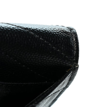 Saint Laurent Grain De Poudre Matelasse Chevron Small Monogram Envelope Wallet Black 9 of 11