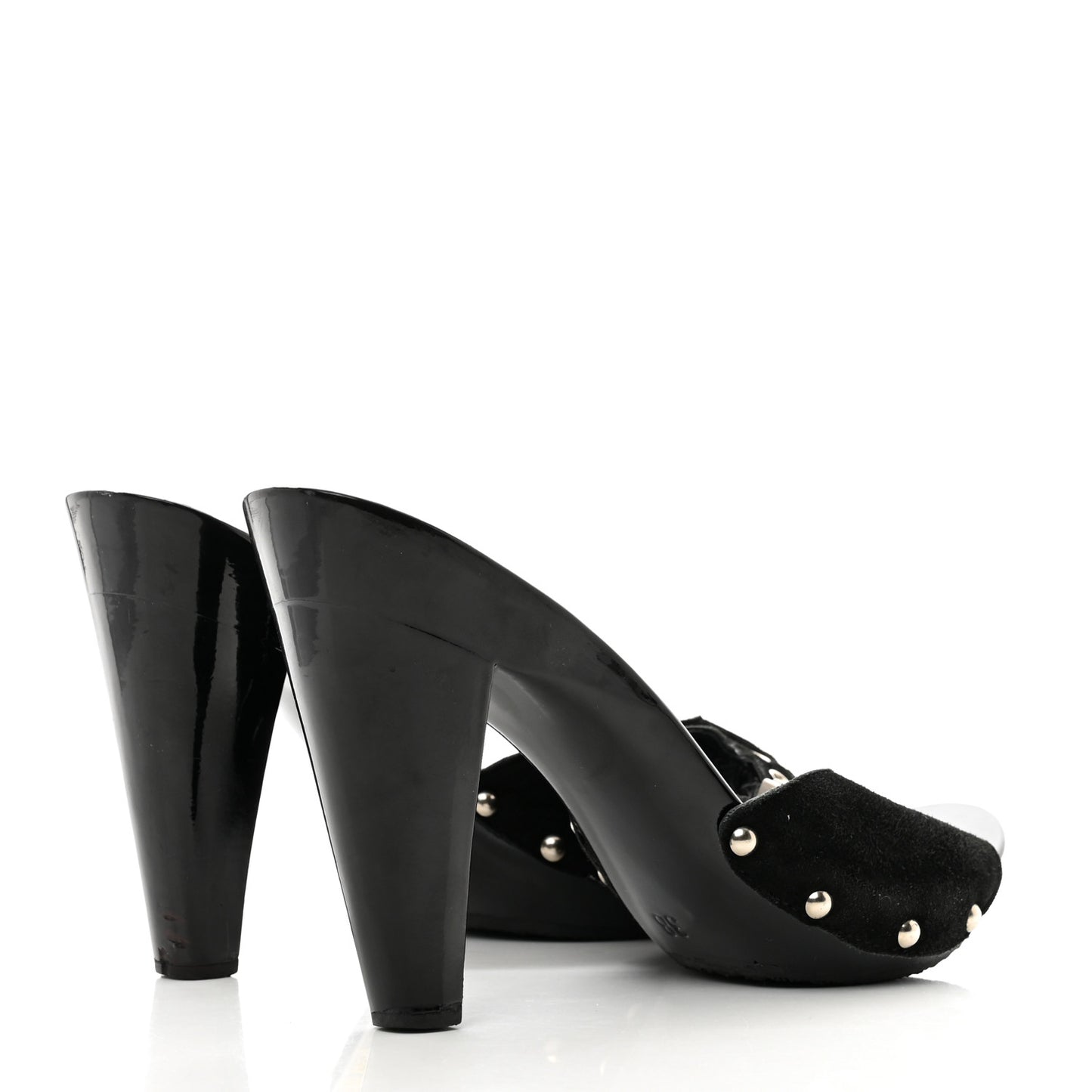 Suede CC Buckle Clogs 38 Black
