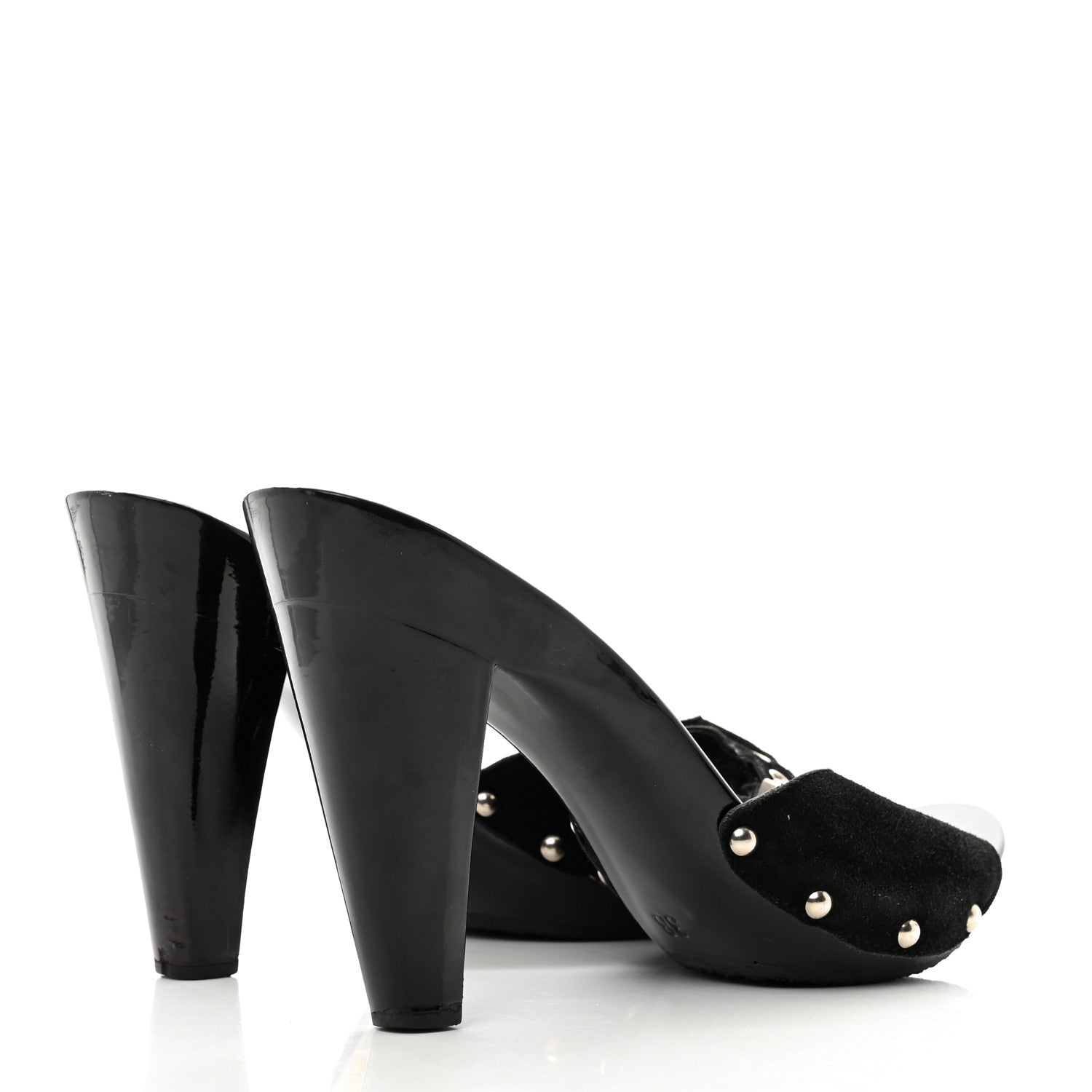 Chanel Suede CC Buckle Clogs 38 Black 4 of 7