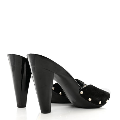 Chanel Suede CC Buckle Clogs 38 Black 4 of 7