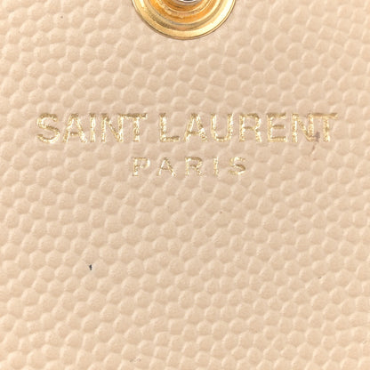 Saint Laurent Grain De Poudre Matelasse Chevron Monogram Chain Wallet Dark Beige 7 of 17