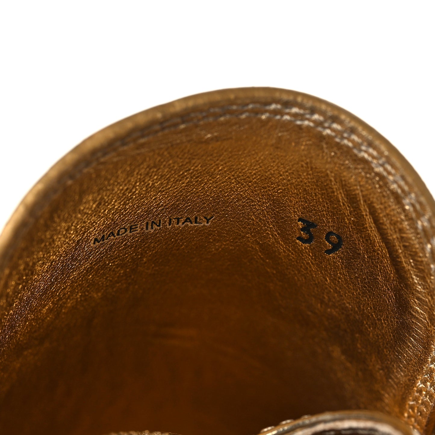 Metallic Brushed Calfskin Metal Triangle Logo 50mm Loafers 39 Platino