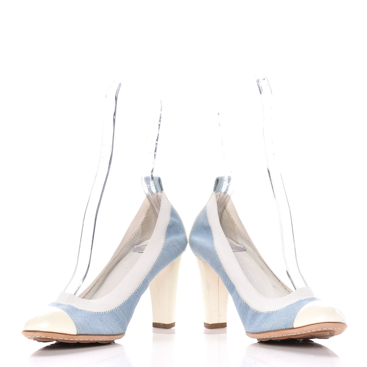 Denim Patent CC Elastic Stretch Pumps 37.5 Blue White