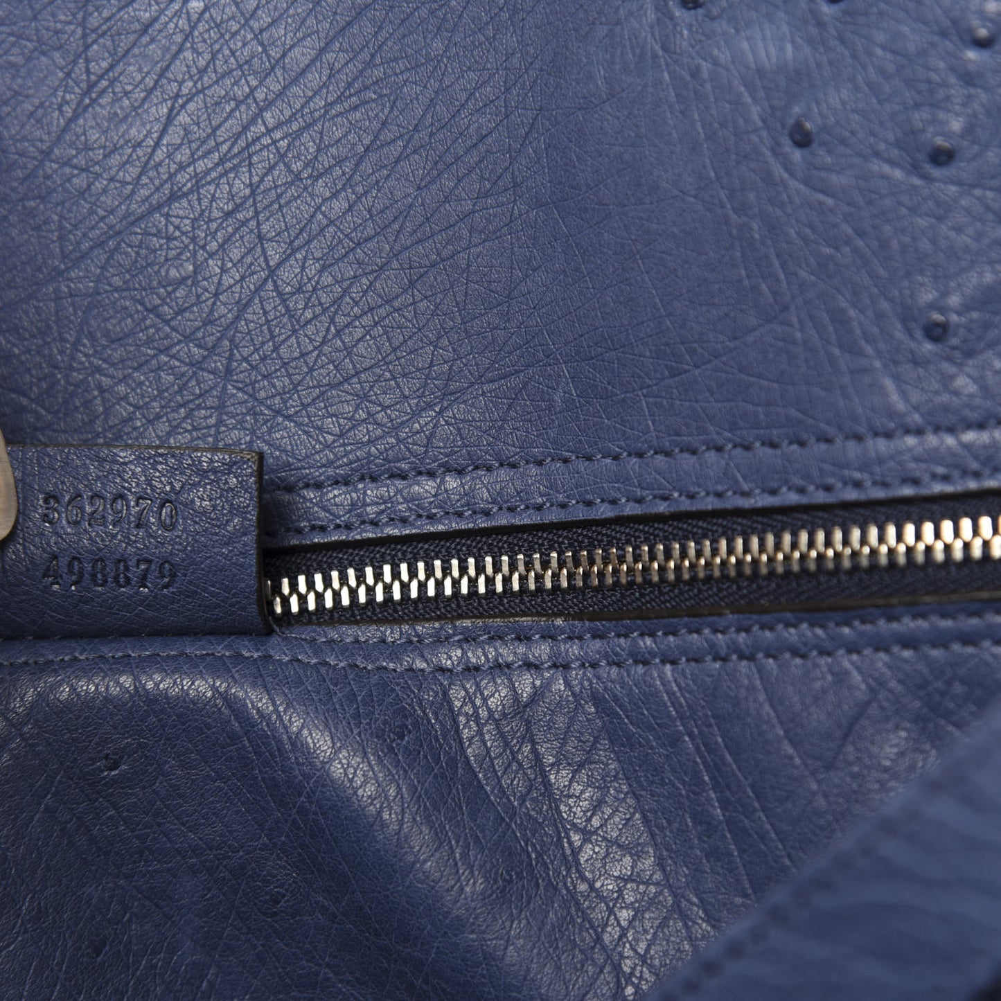 Ostrich Medium Jackie Top Handle Bag Blue