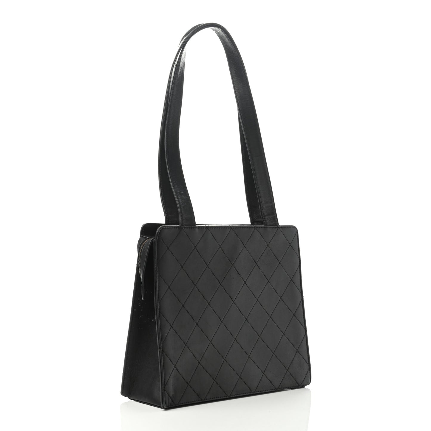 Lambskin Stitched Shoulder Bag Black