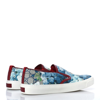 Gucci GG Supreme Monogram Blooms Womens Slip On Sneakers 40.5 Beige Blue Navy Red 3 of 9