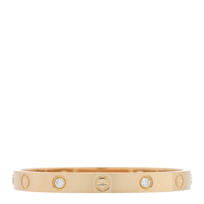 Cartier 18K Yellow Gold 4 Diamond LOVE Bracelet 15 1 of 8