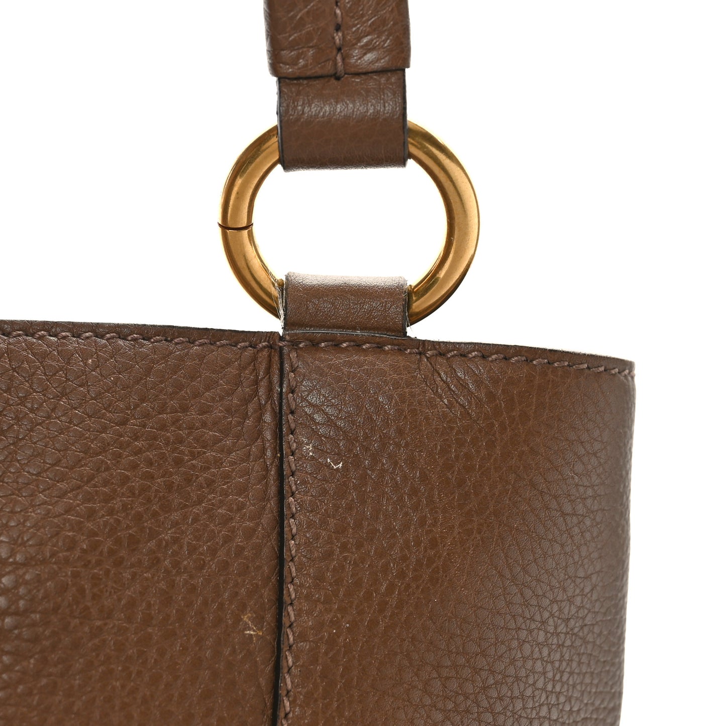 Pebbled Calfskin Medium Twill Tote Brown