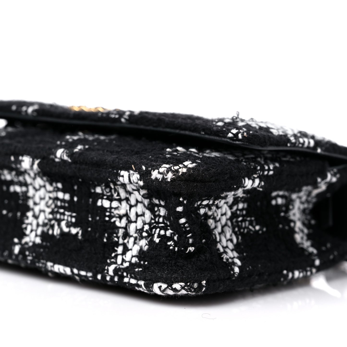 Tweed Quilted Chanel 19 Wallet On Chain WOC Black White