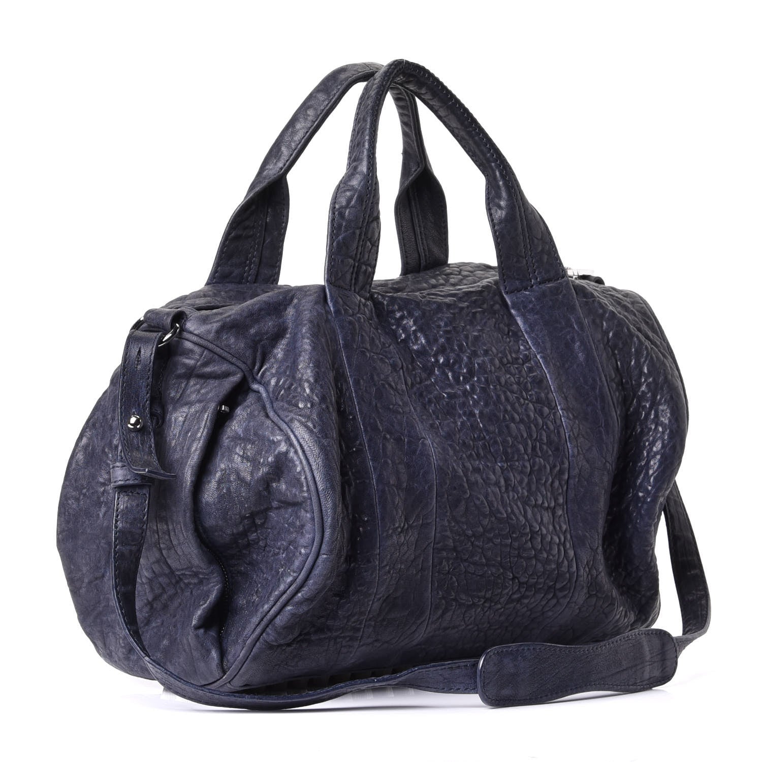 Alexander Wang Pebbled Lambskin Rocco Nickel Hardware Dark Blue 2 of 5