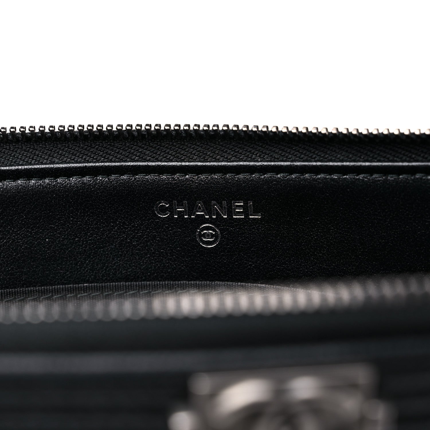 Chanel Caviar Chevron Quilted Small Zipped Boy Pouch Black 8 of 17