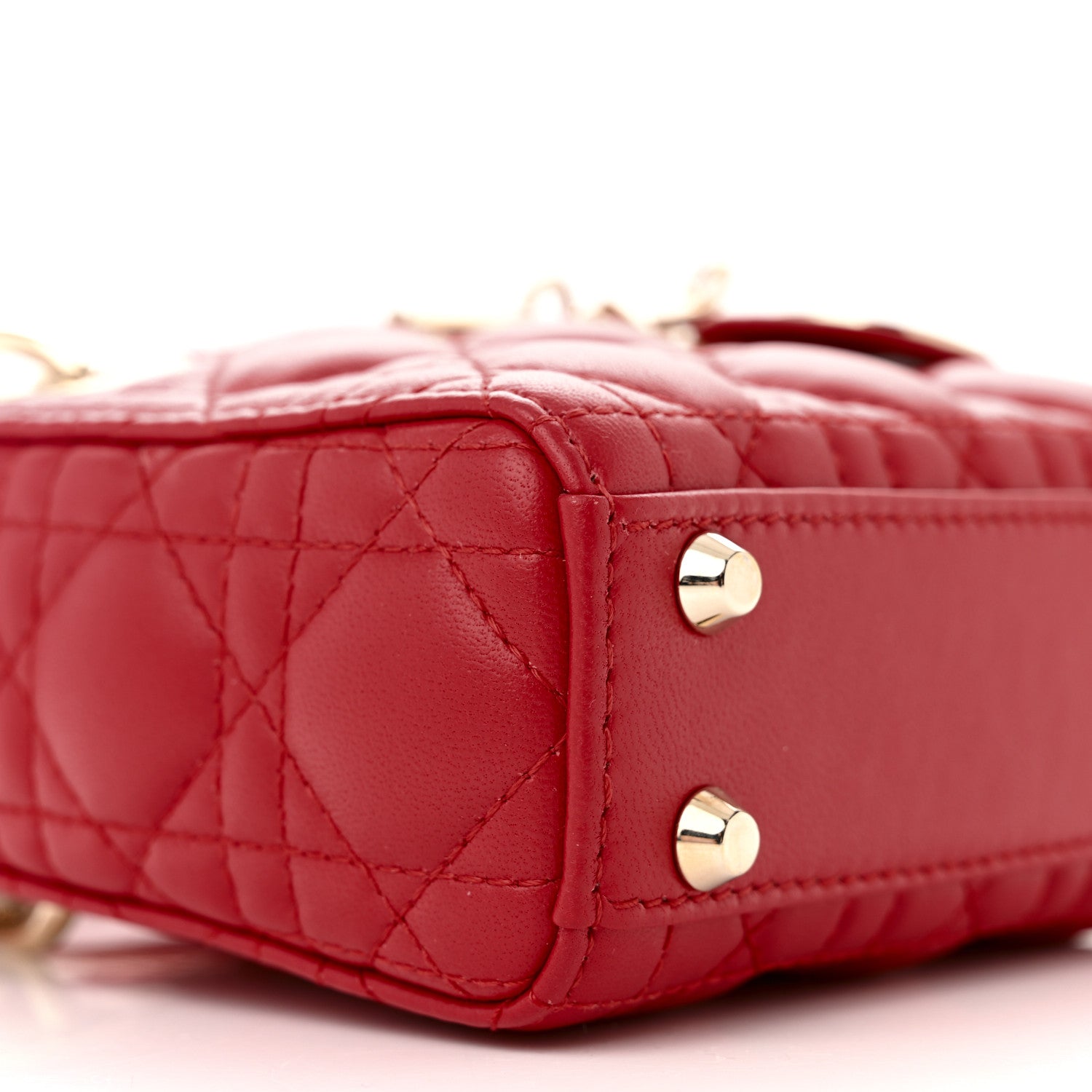 Christian Dior Lambskin Cannage Micro Lady Dior Red 9 of 10