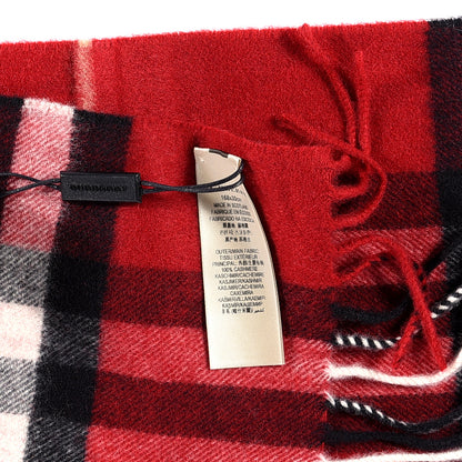 Burberry Cashmere Giant Check Fringe Scarf Parade Red 7 of 7