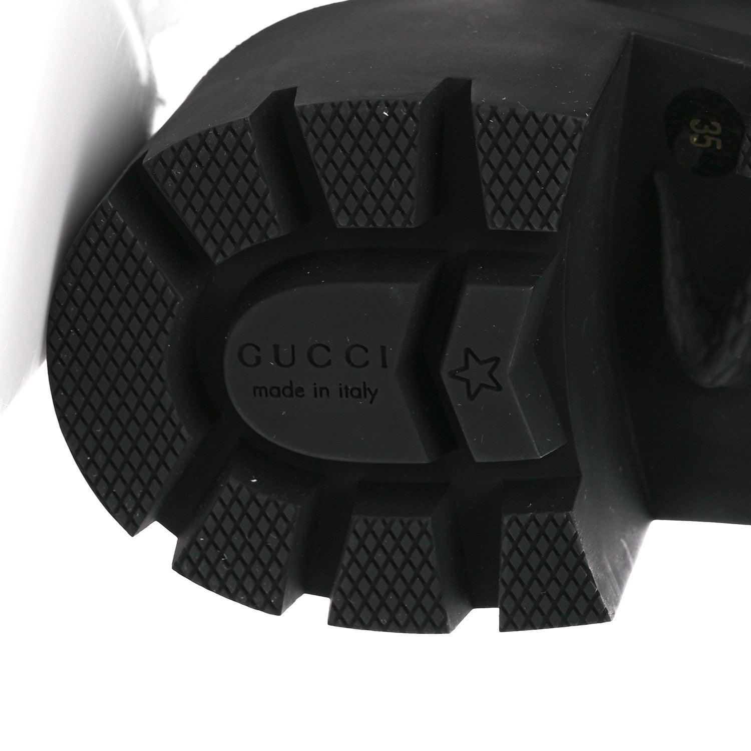 Gucci Calfskin Sylvie Web Lace Up Combat Boots 35 Black 6 of 10
