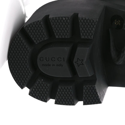 Gucci Calfskin Sylvie Web Lace Up Combat Boots 35 Black 6 of 10